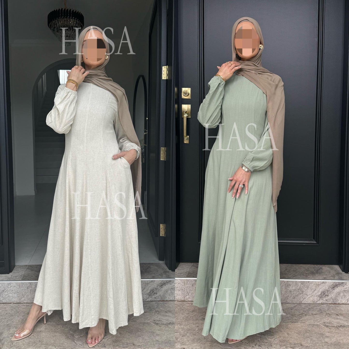 LMSA LM5868 Solid Color Swing Comfortable  Dress Robe Waist Cinching