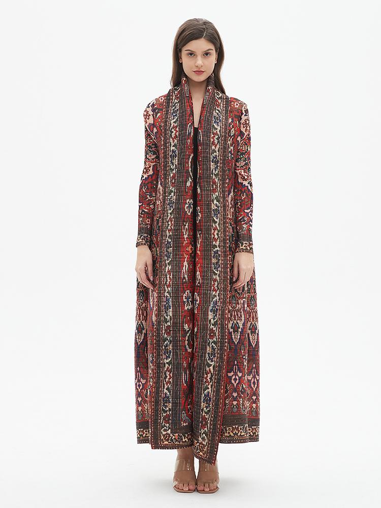 LUMAYA6706 Bohemian Elegance , Vibrant Red Printed Abaya