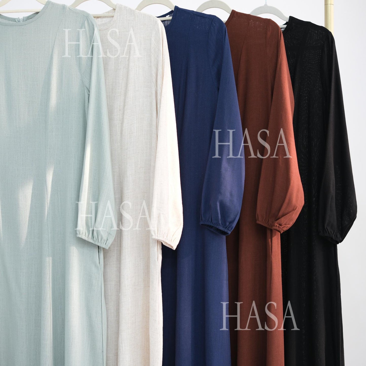 LMSA LM5868 Solid Color Swing Comfortable  Dress Robe Waist Cinching