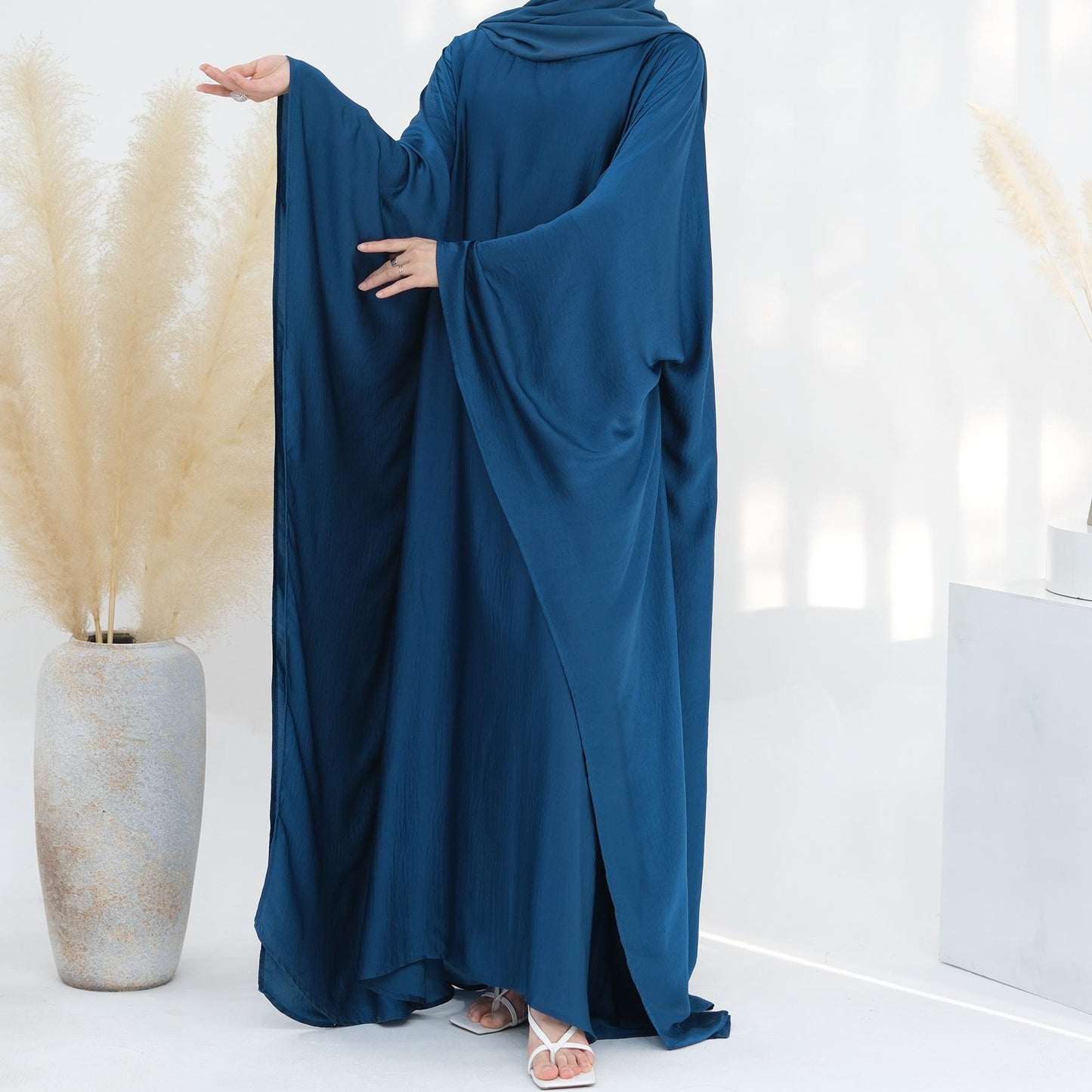 LUMAYA LM1174 Waist Raging Bat Sleeves Dress Crepe Kaftan