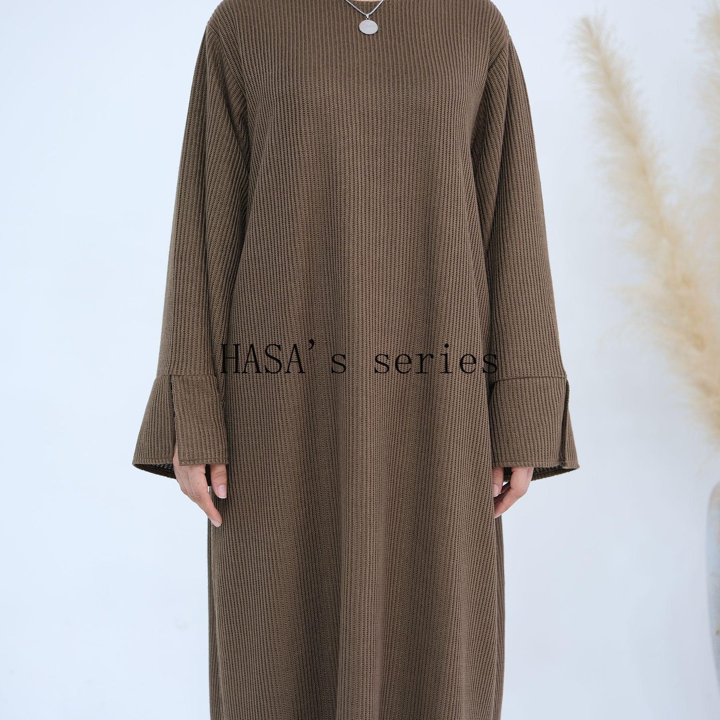 LUMAYA5440 Large Sleeve Thick Knitted Sweater Dress - Loose and Elegant Long Dress party  wear red dress thick  thigh 2  part bow  outfits