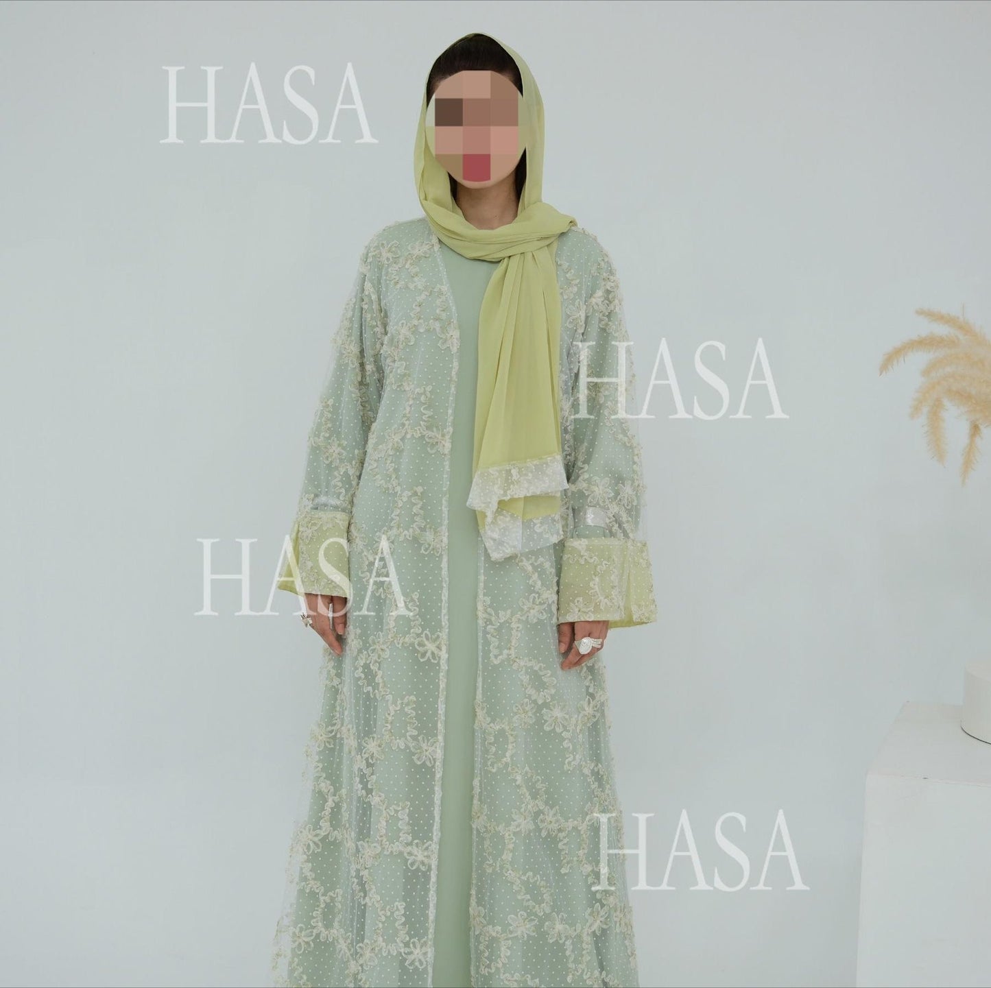LM6622 3D flower mesh cardigan (optional headscarf and inner layer)