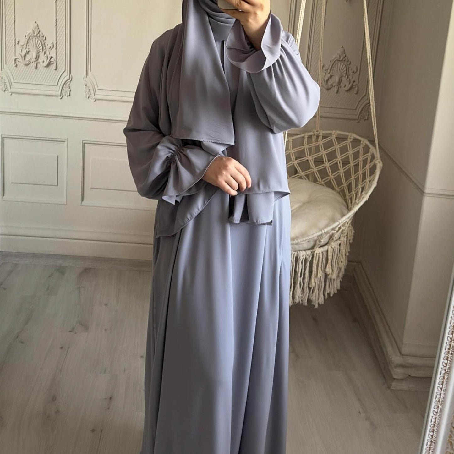 LUMAYA LM1173 Solid Color Hooded Abaya with Side Pocket