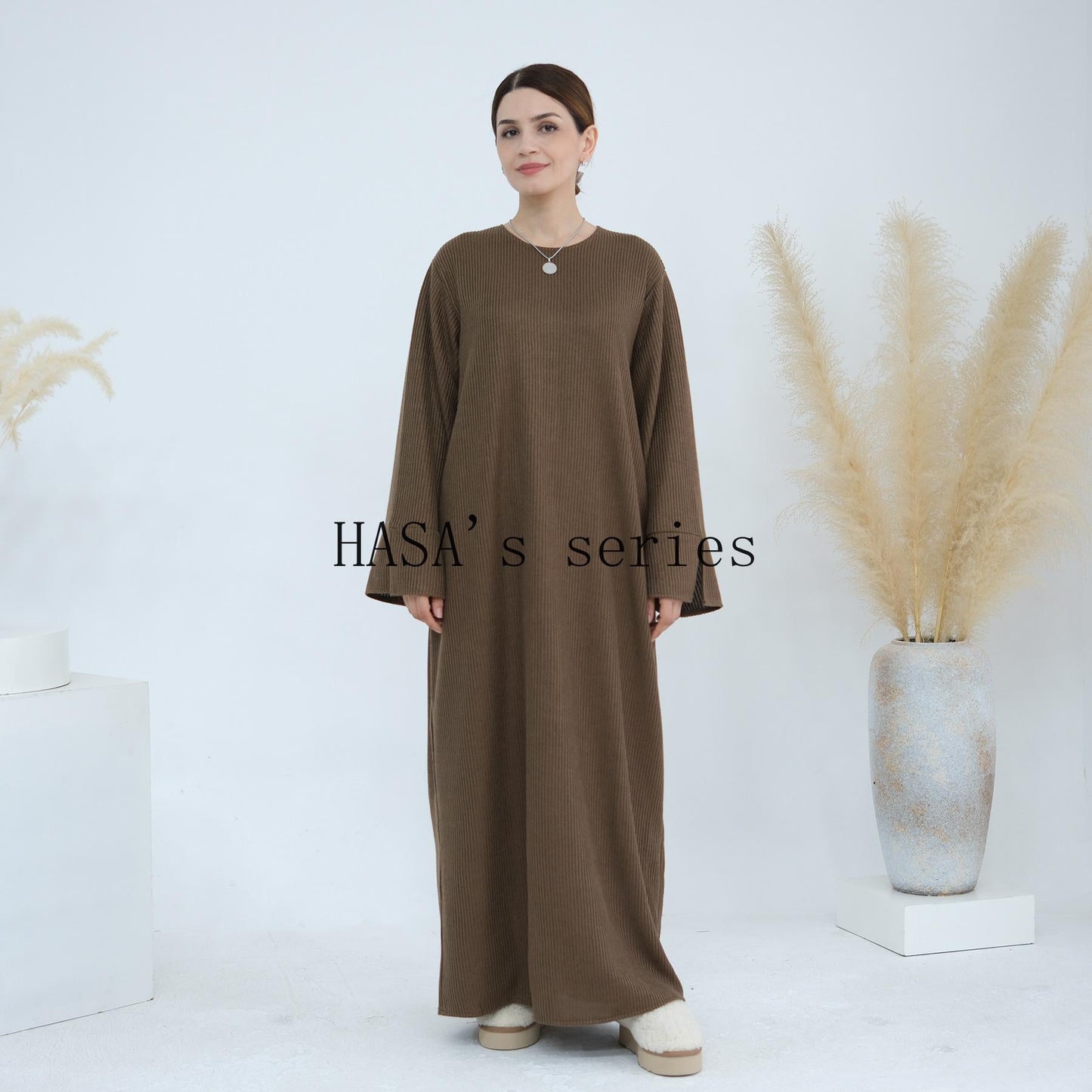 LUMAYA5440 Large Sleeve Thick Knitted Sweater Dress - Loose and Elegant Long Dress party  wear red dress thick  thigh 2  part bow  outfits