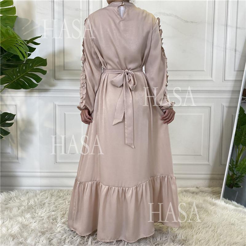 LM6591 Solid Color Turtleneck Long Sleeve Dress with Pleated Waistband