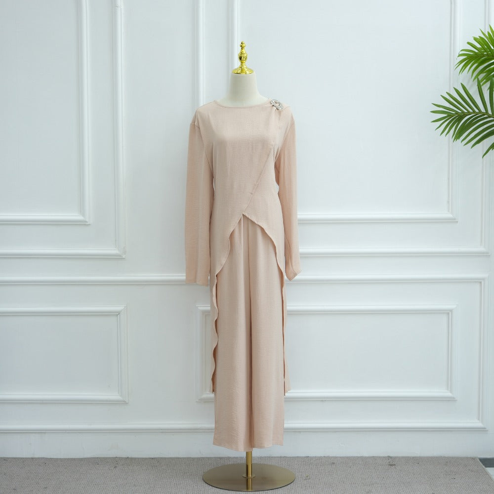 LM6605 Stylish asymmetrical two-piece set (with optional headscarf)