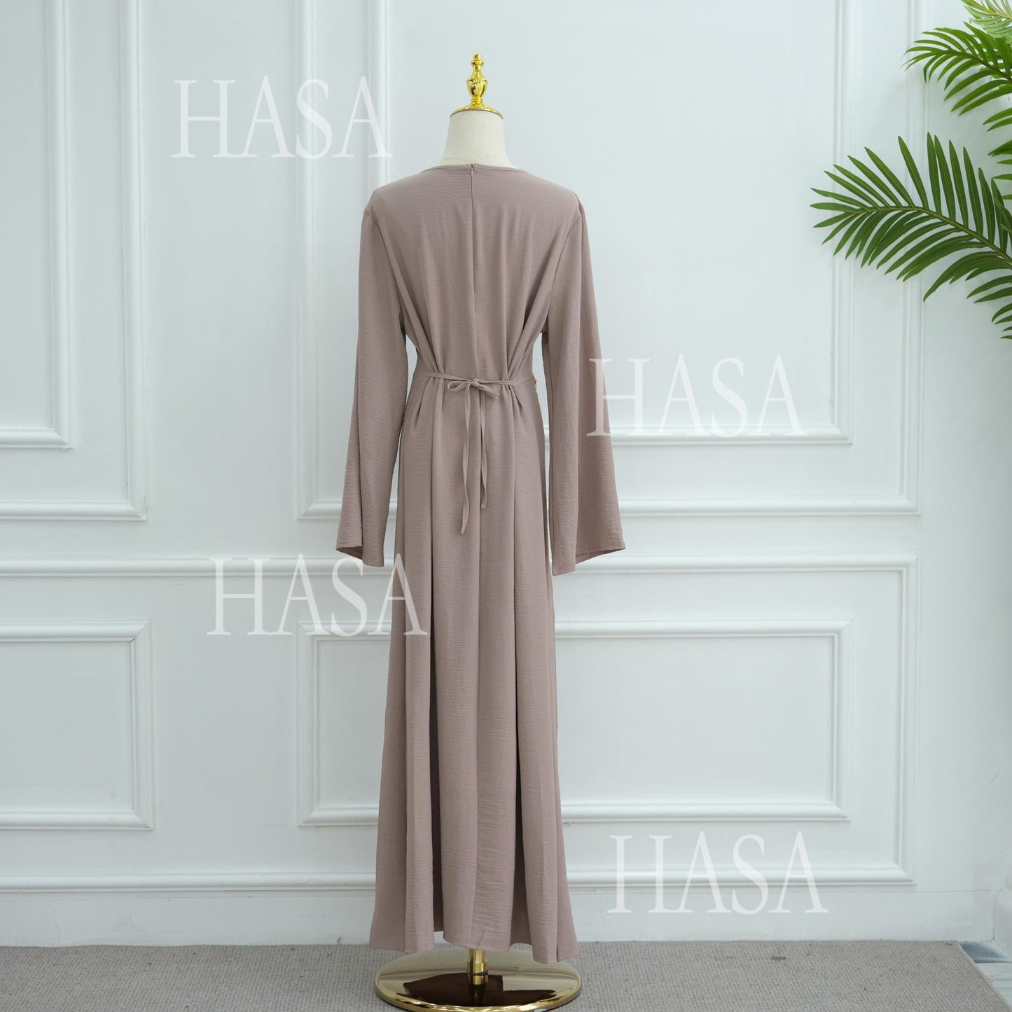 LUMAYA6549 Minimalist Abaya with Waist Detail