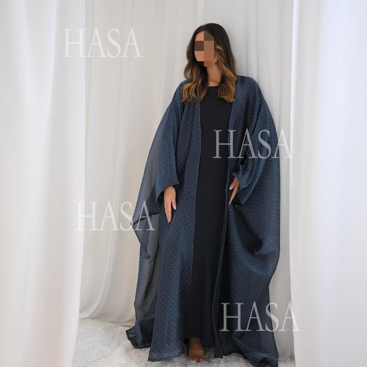 LUMAYA6493 Lightweight Ice Flower Ruffle Textured Rhinestone Robe Three-Piece Set