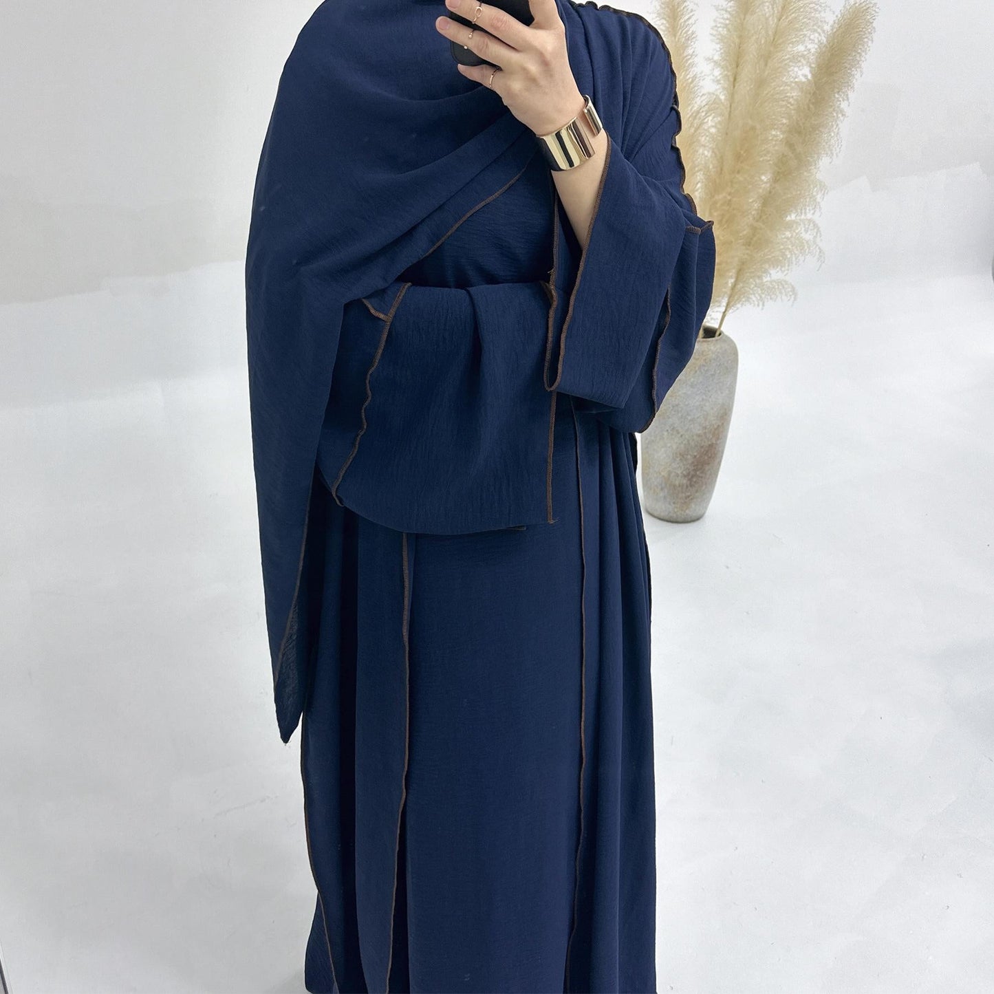 LUMAYA LM1182 3pcs Set Crepe Inner Dress and Cardigan and Hijab