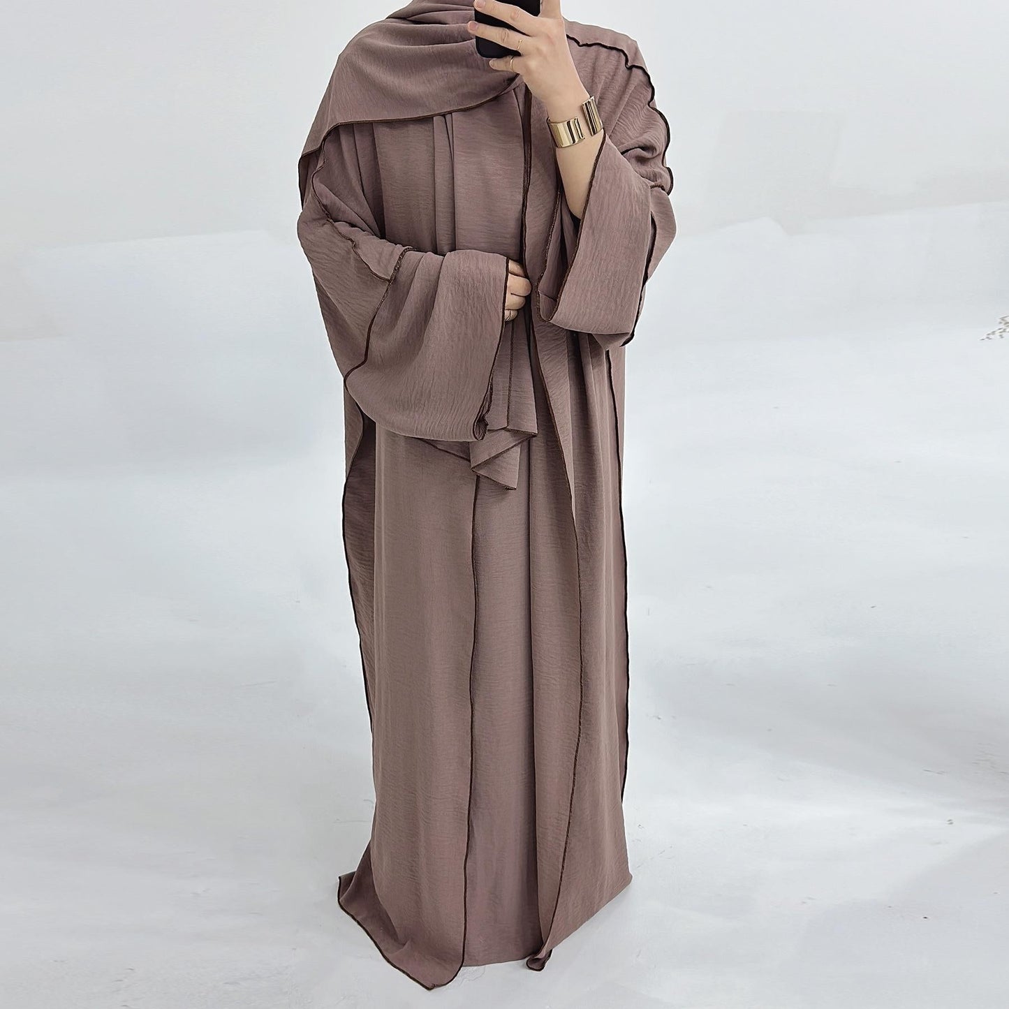 LUMAYA LM1182 3pcs Set Crepe Inner Dress and Cardigan and Hijab