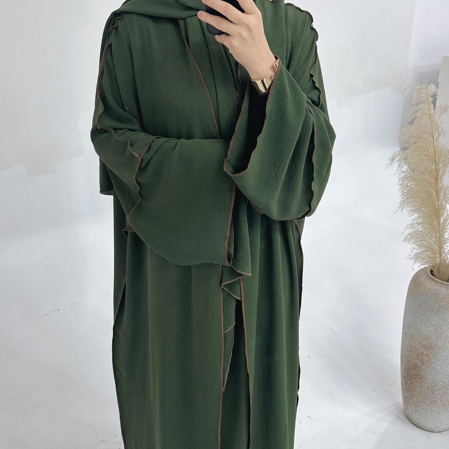 LUMAYA LM1182 3pcs Set Crepe Inner Dress and Cardigan and Hijab