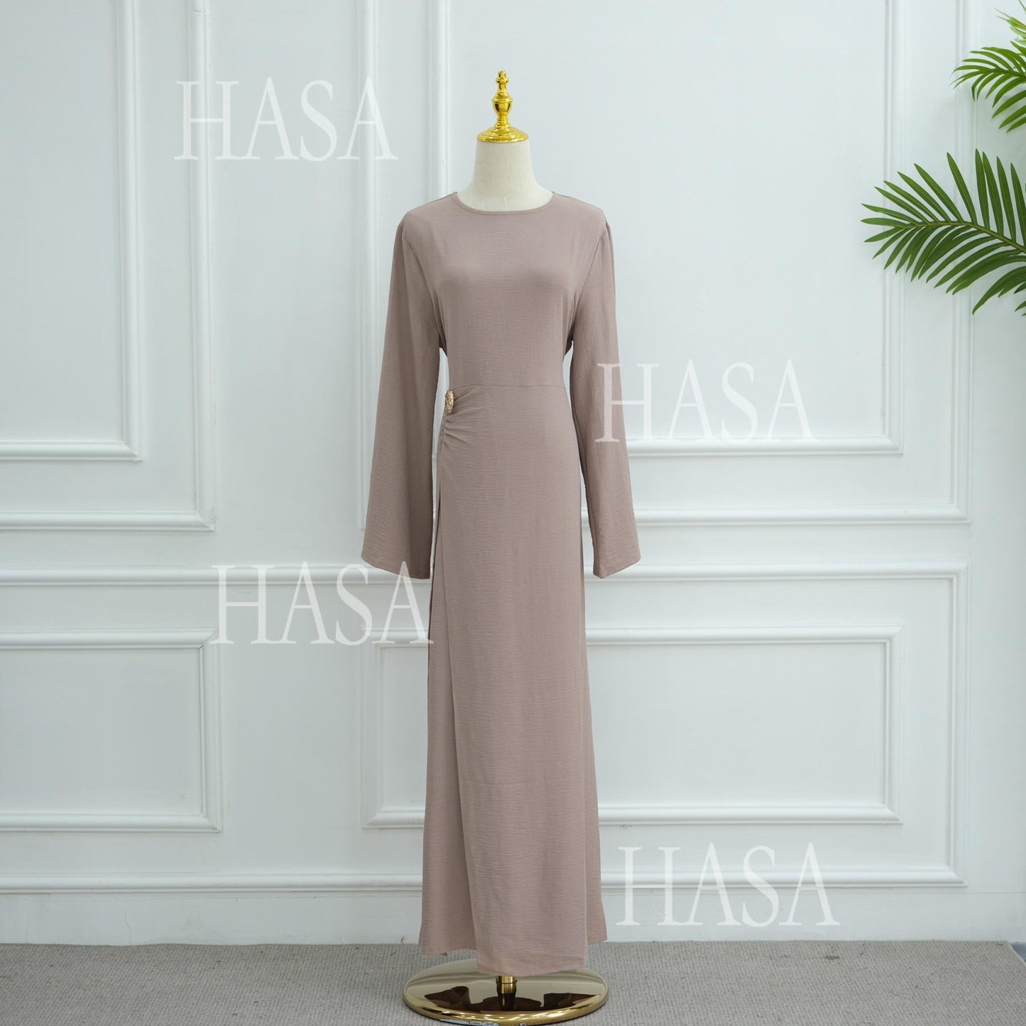 LUMAYA6549 Minimalist Abaya with Waist Detail
