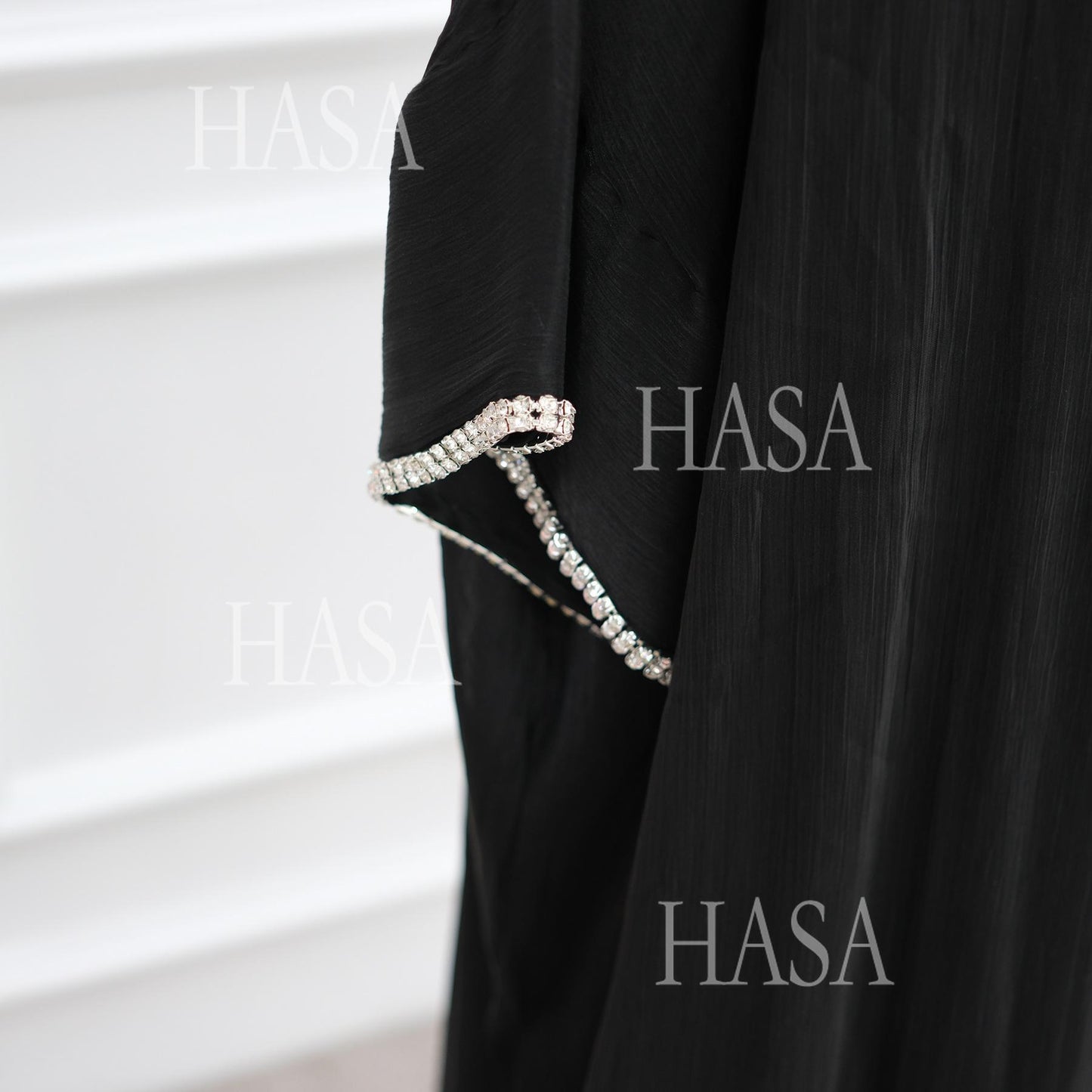 LUMAYA6553  Two-Piece Solid Abaya with Beaded Details and Matching Scarf Option