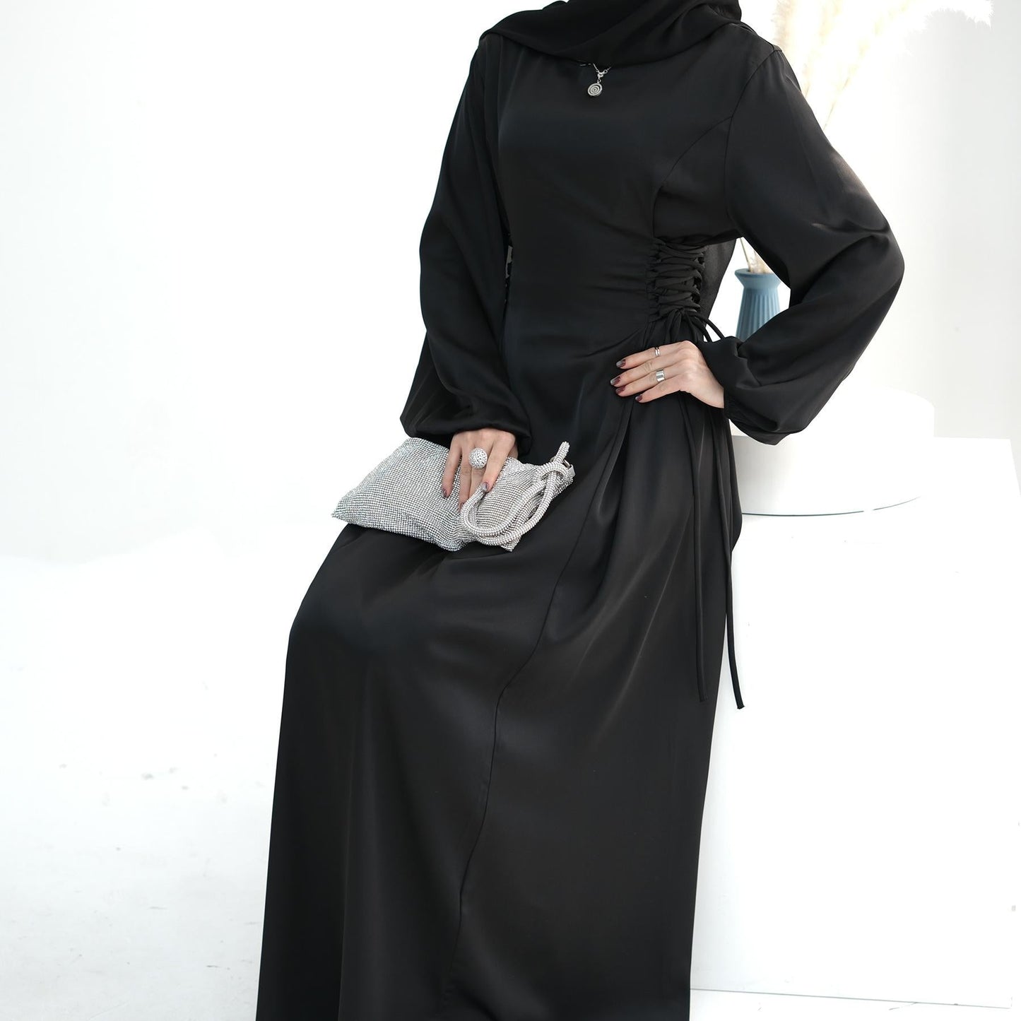 LUMAYA LUMAYA0991 Solid Color High-necked Slim Elegant Dress