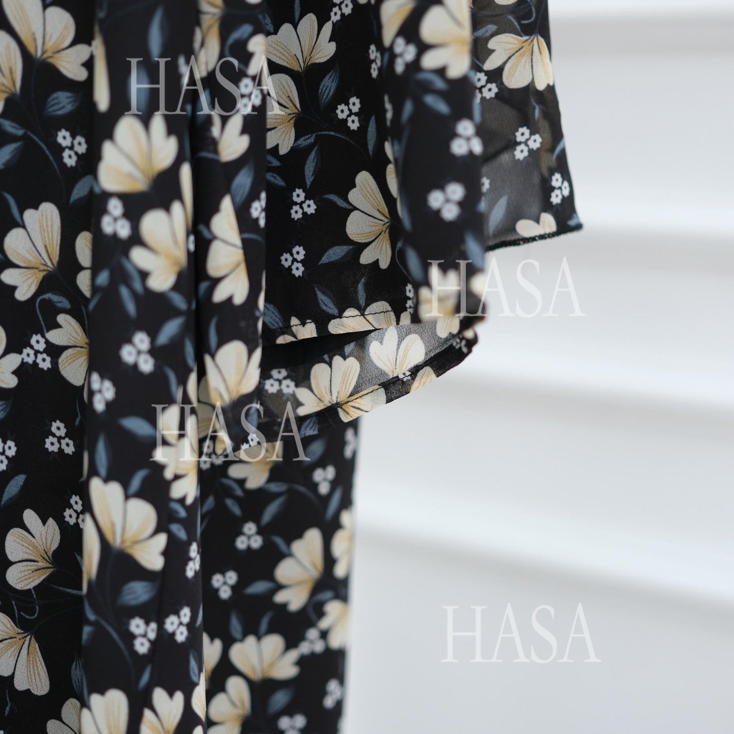 LUMAYA6515 Summer Printed Chiffon Jacket and Headscarf Two-Piece Set