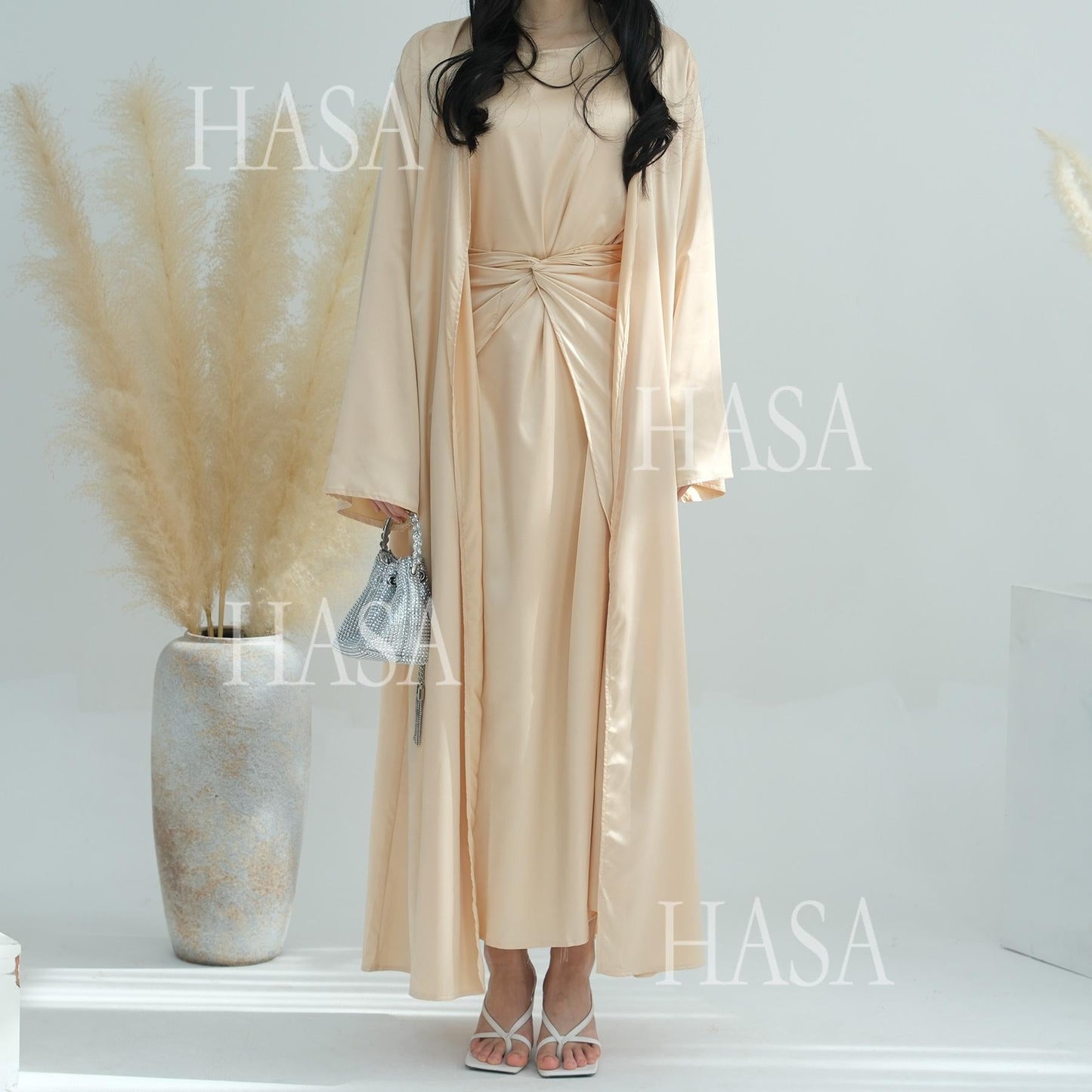 LM6581 Solid color three-piece women's long skirt suit