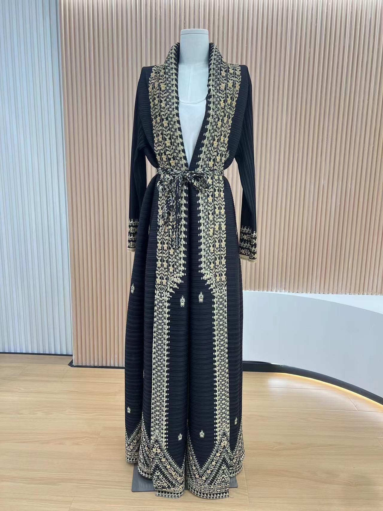 LUMAYA6709 Golden Dynasty , Black Abaya with Intricate Gold Embroidery