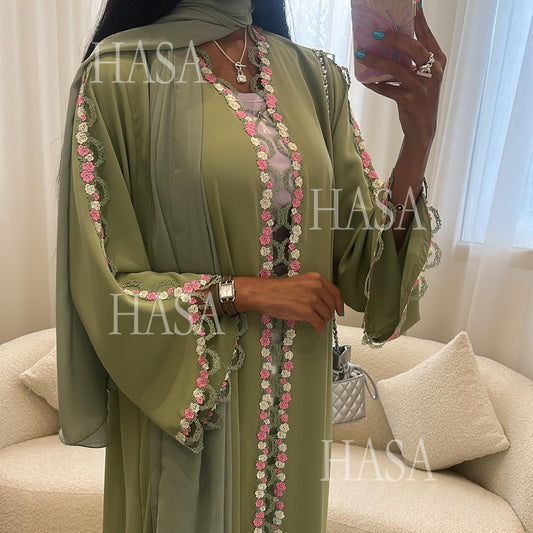 HA6560 Simple Floral Embroidery Cardigan