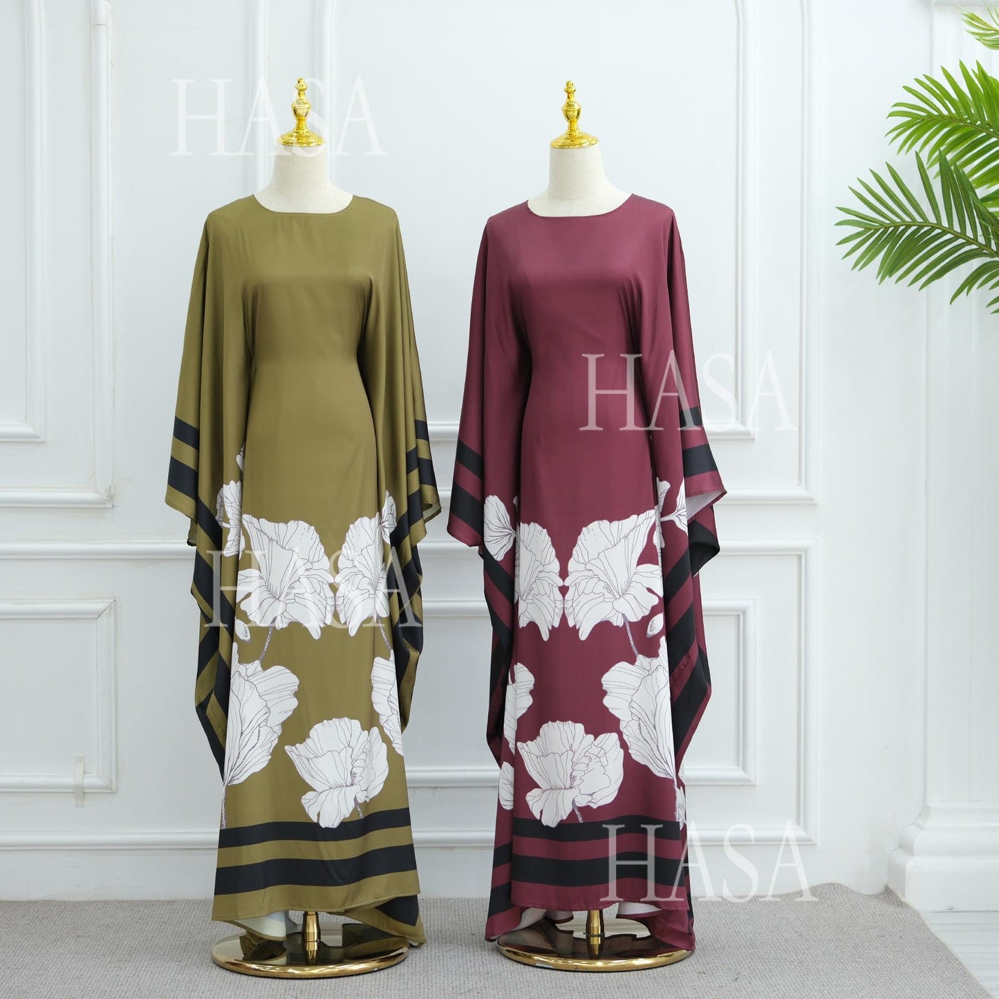 LM6556 Colorblock Print Cardigan Robe Dress