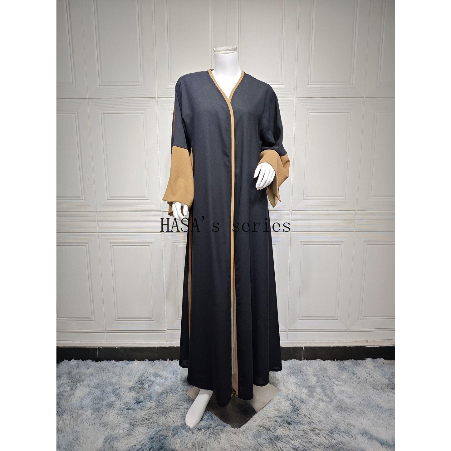 LUMAYA5089 Color-blocked Patchwork Long-sleeved Dress, A Stylish and Elegant Long Design.
