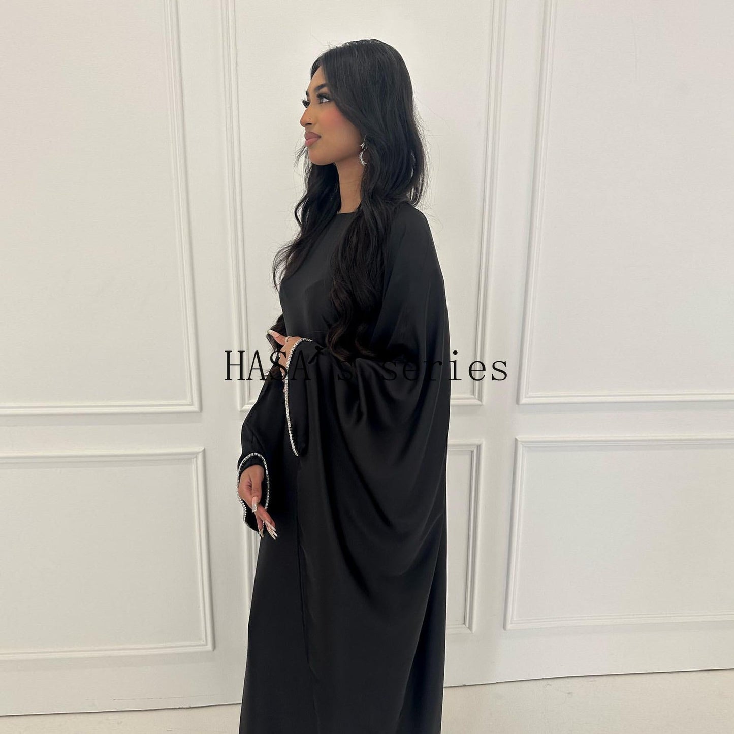 LUMAYA4841 A Minimalist, Beaded, Matte Satin Long Dress with A Subtle and Elegant Design.