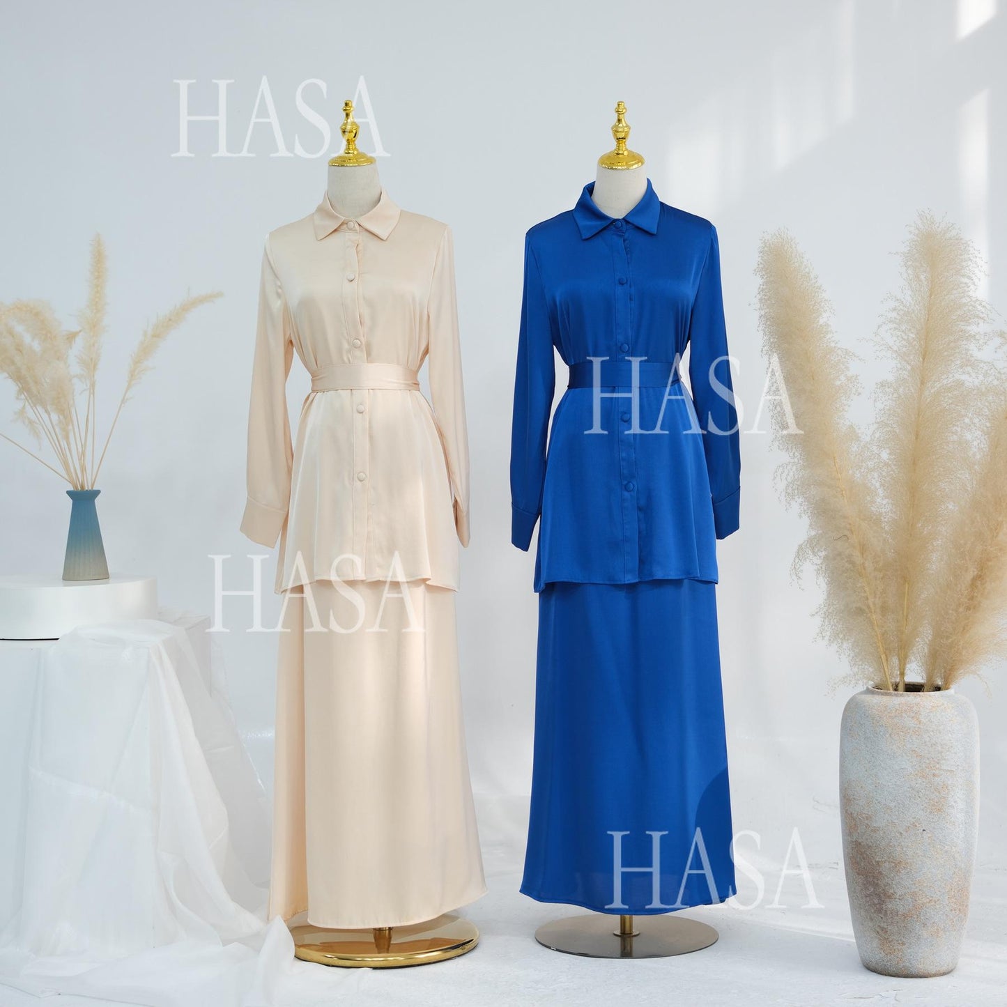 LUMAYA5874 Gentle Lace-up Two-piece Suit, Simple Texture, First Choice for Daily Wear abaya girl