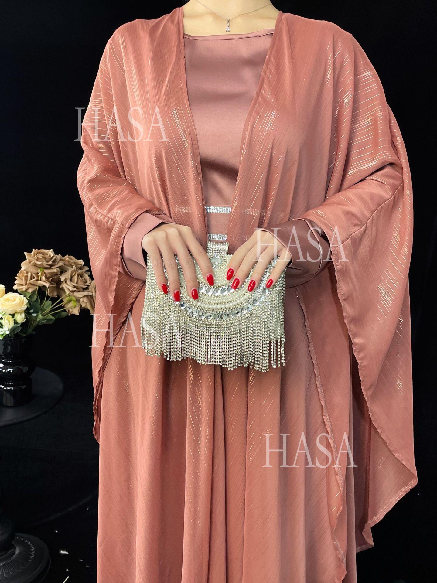 LM6571 Gold embellished long Abaya skirt set