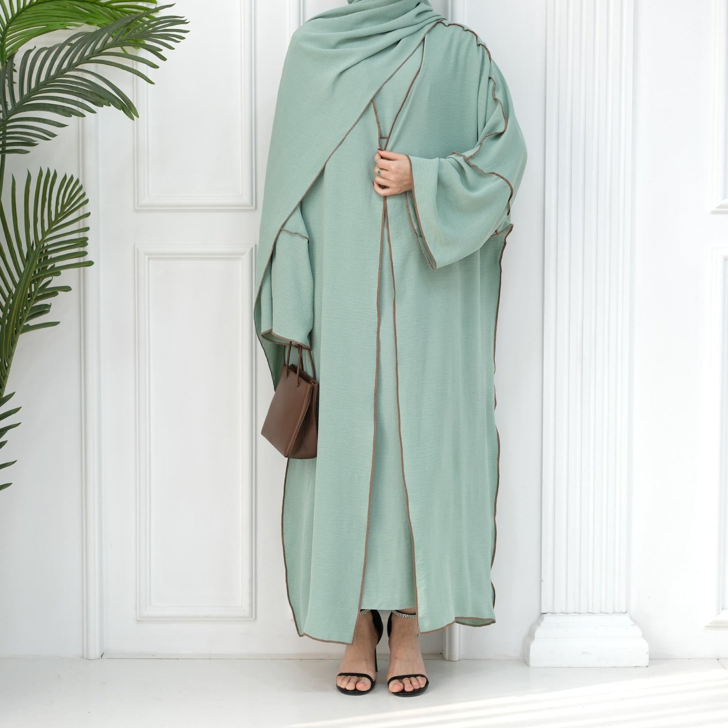 LUMAYA LM1095 3pcs Set Cardigan+without Sleeves Inner Dress+Hijab