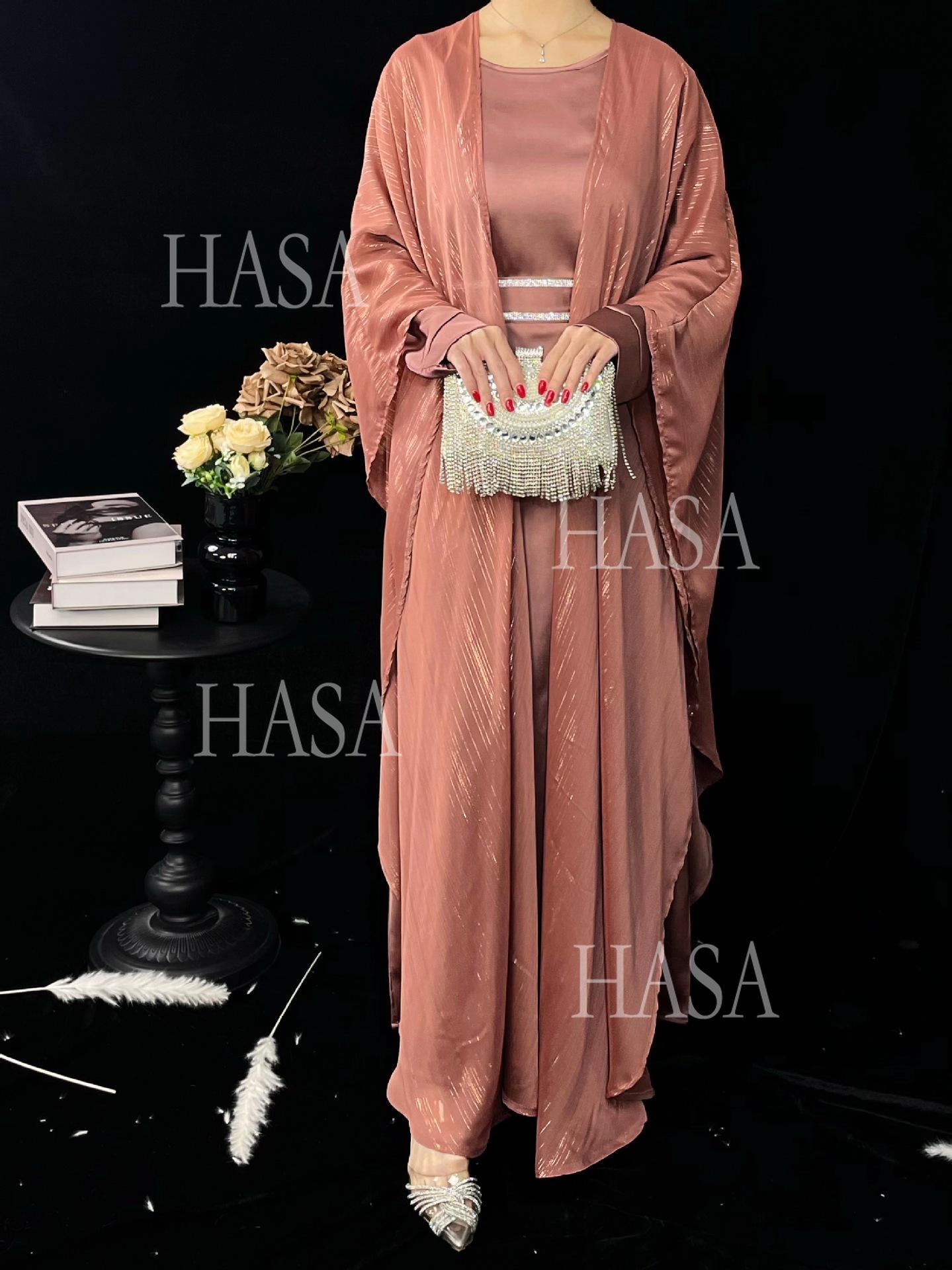LM6571 Gold embellished long Abaya skirt set