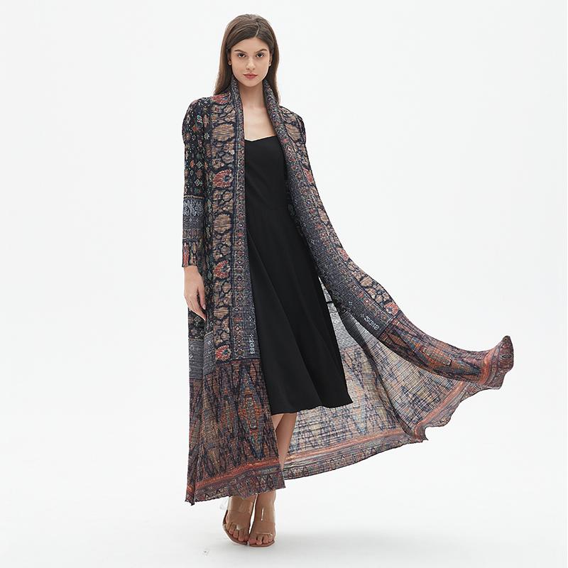LUMAYA6727 Multicolor Printed Abaya with Traditional Motifs