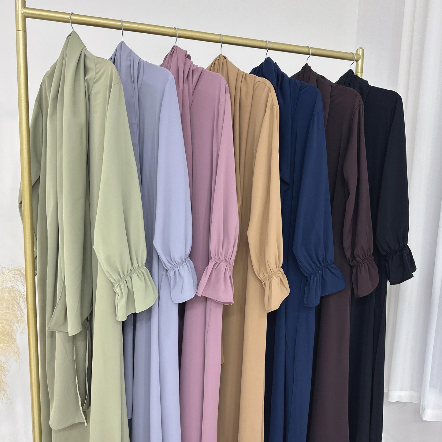 LUMAYA LM1173 Solid Color Hooded Abaya with Side Pocket