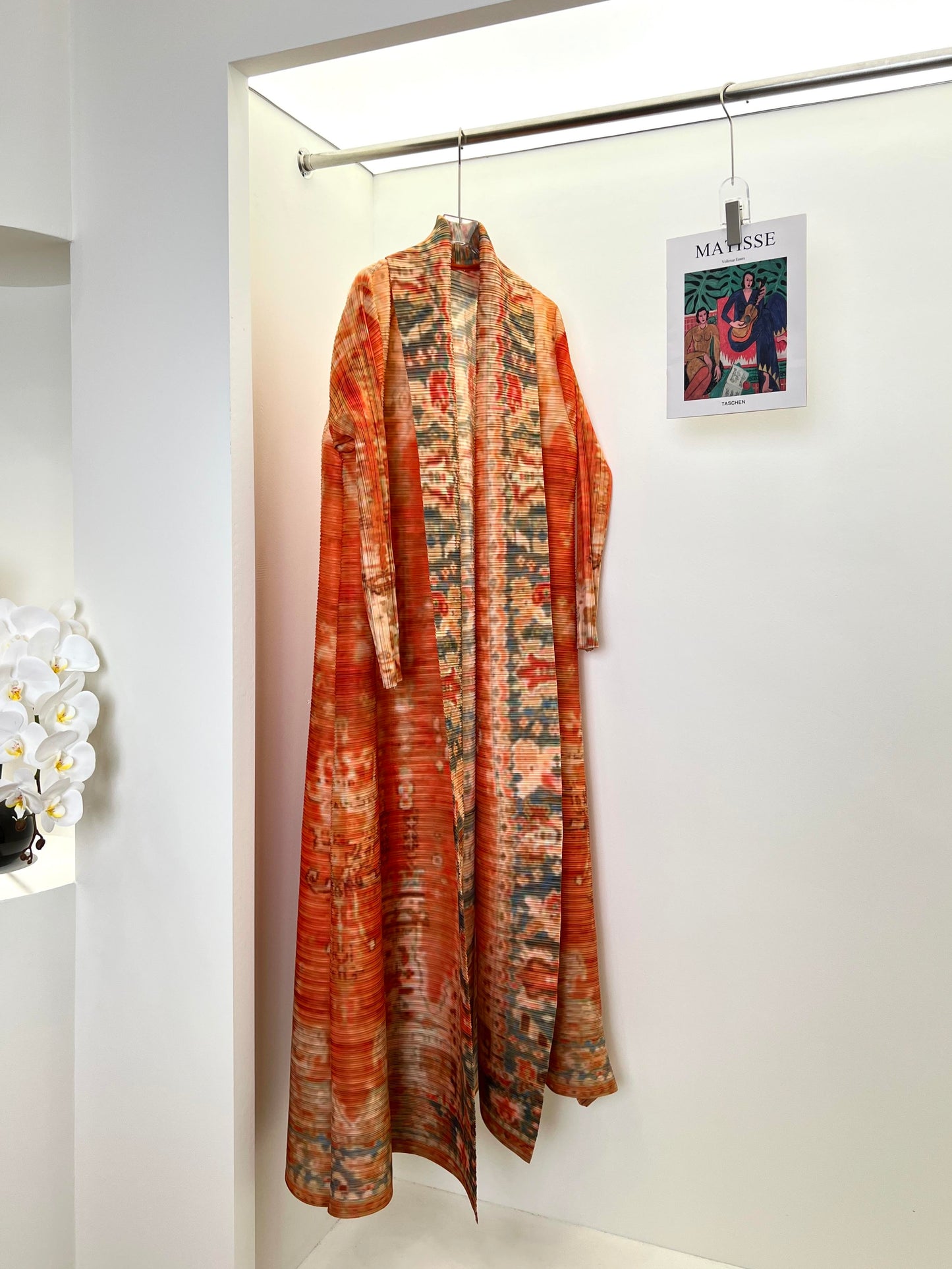 LUMAYASASERIES LUMAYA6714 Desert Bloom Vibrant Orange Abaya with Floral Prints