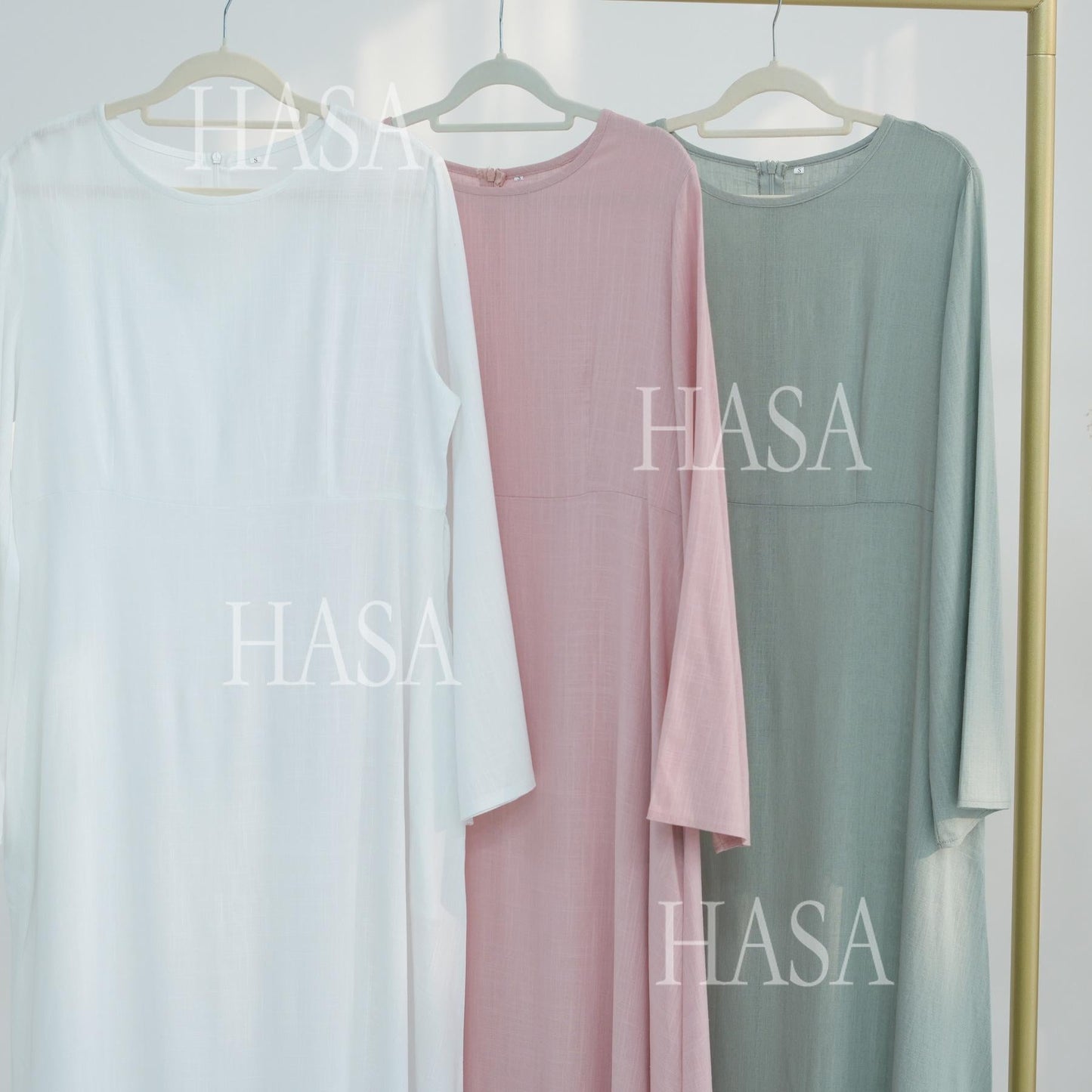 LUMAYA6494 Simple Solid Color Linen Bamboo Dress | Lace-Up Design