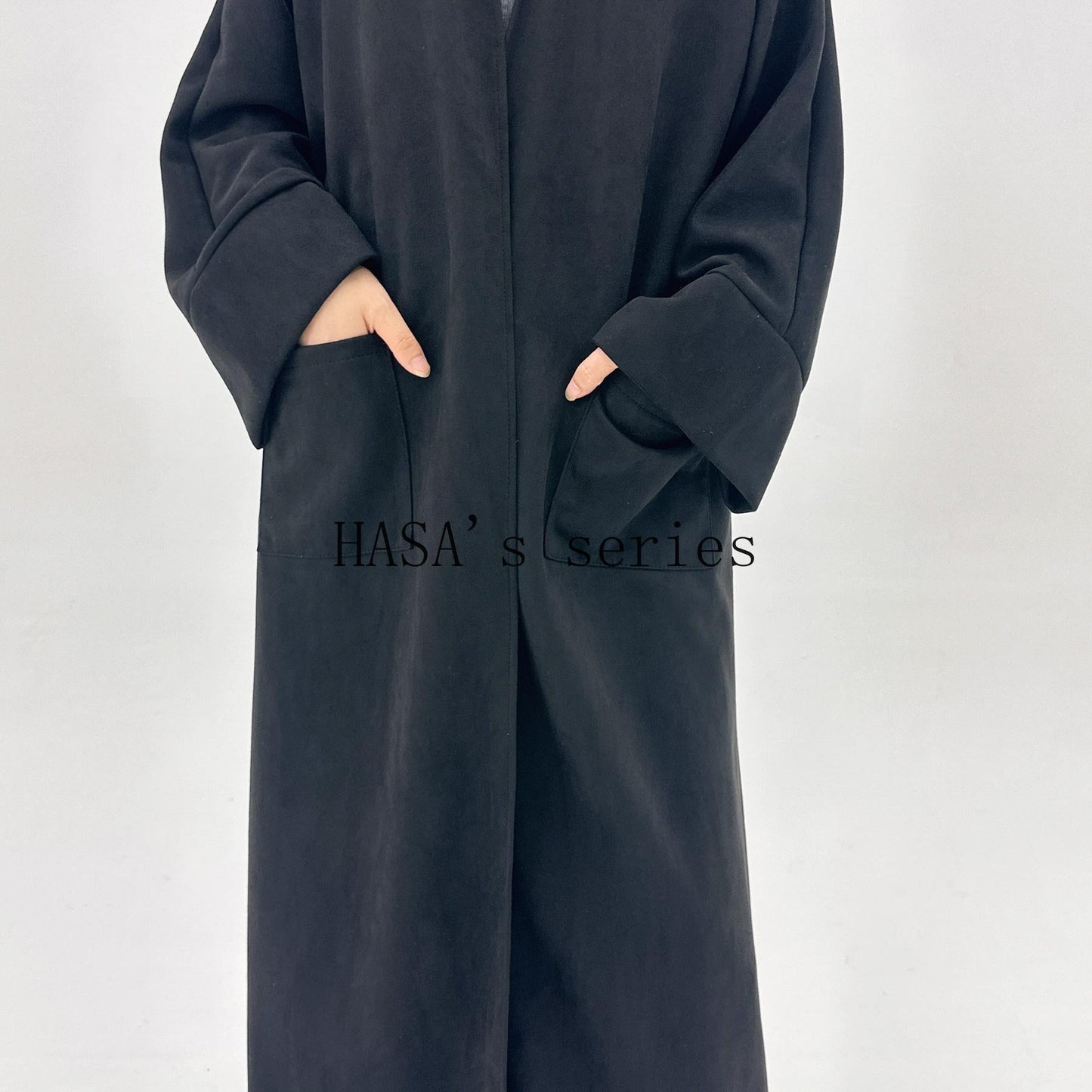 LUMAYA5148 Suede-textured, Simple Cardigan-style Long Robe, A Loose and Comfortable Dress for Autumn and Winter.