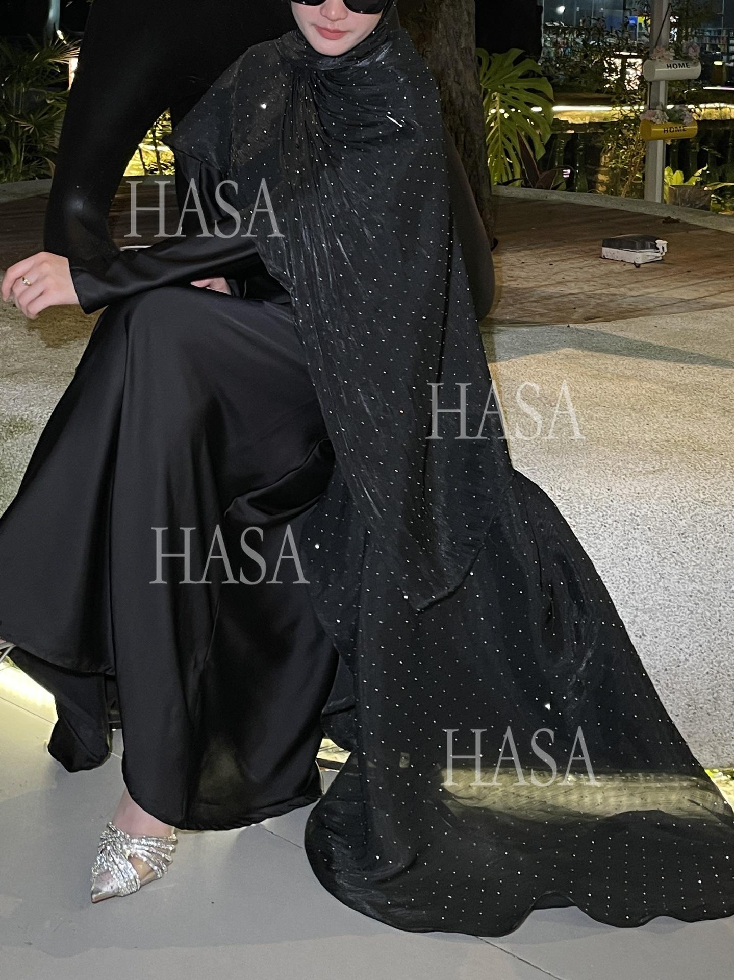 LUMAYA6477 Shiny robe two-piece set with rhinestone sLUMAYAwl decoration