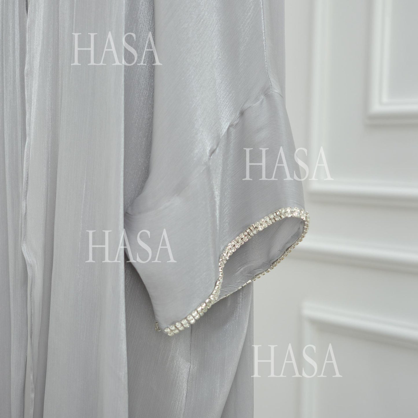 LUMAYA6553  Two-Piece Solid Abaya with Beaded Details and Matching Scarf Option