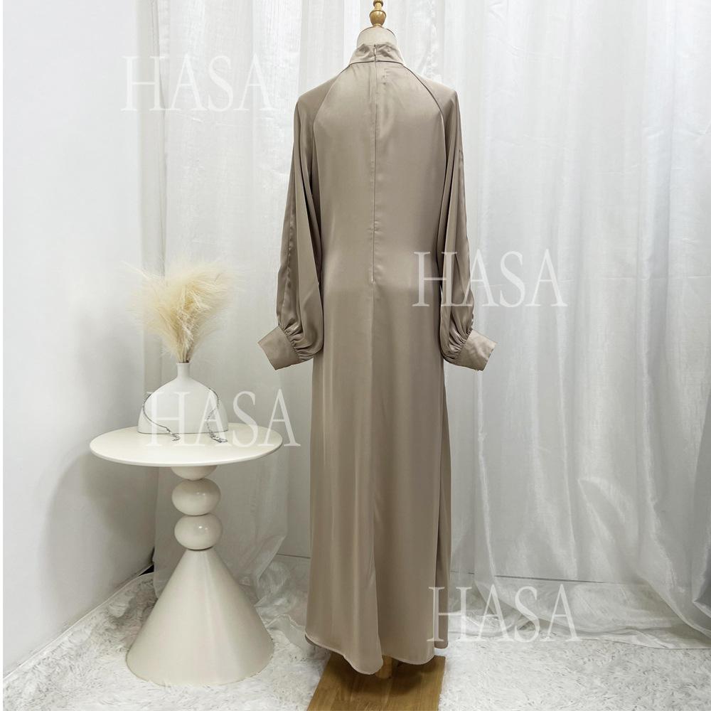 LUMAYA5859 High-end Silk Satin Robe (headscarf Not Included), Elegant Design Exudes Luxurious Texture