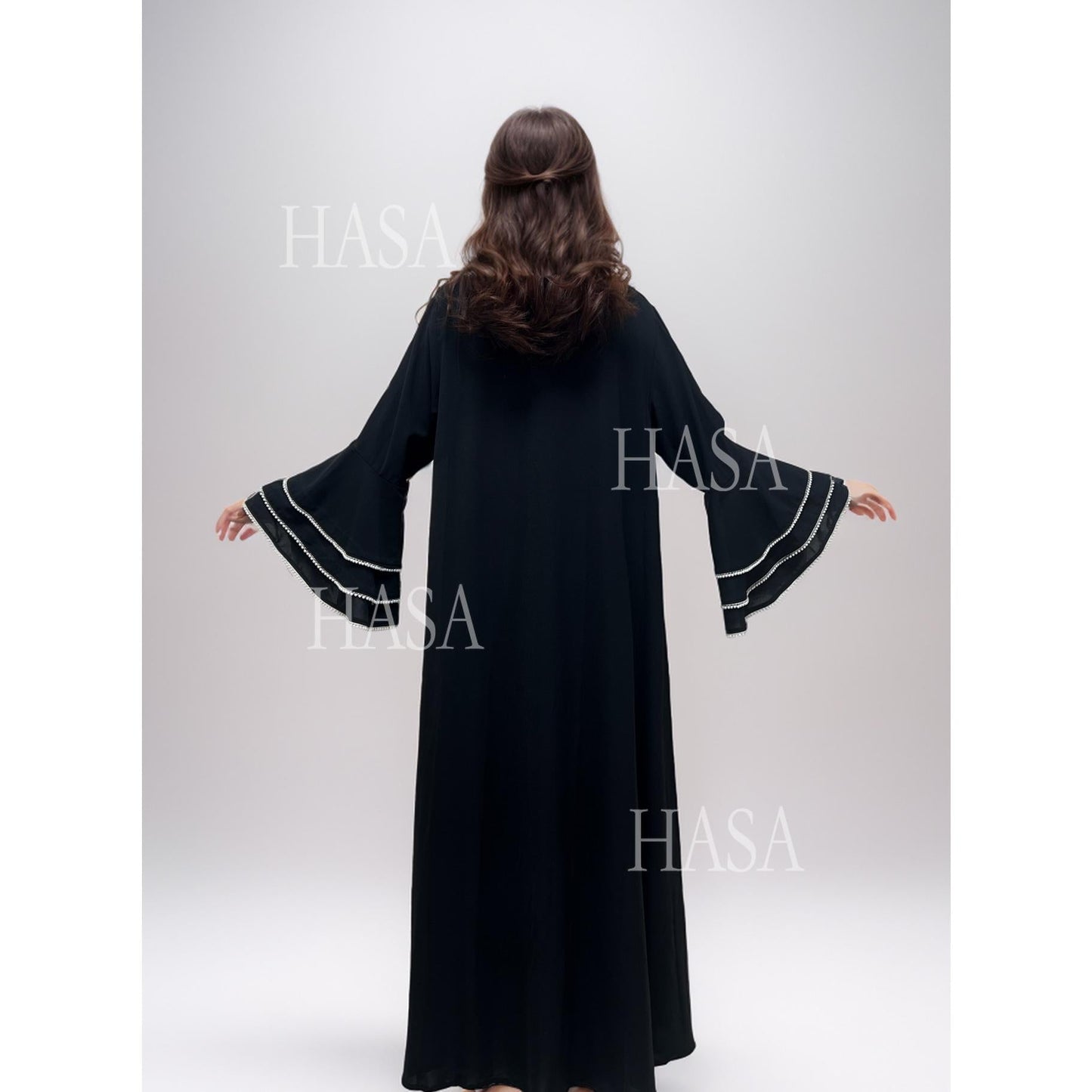 LUMAYA6543 Elegant Abaya with LUMAYAnd-Embroidered Pearl Details