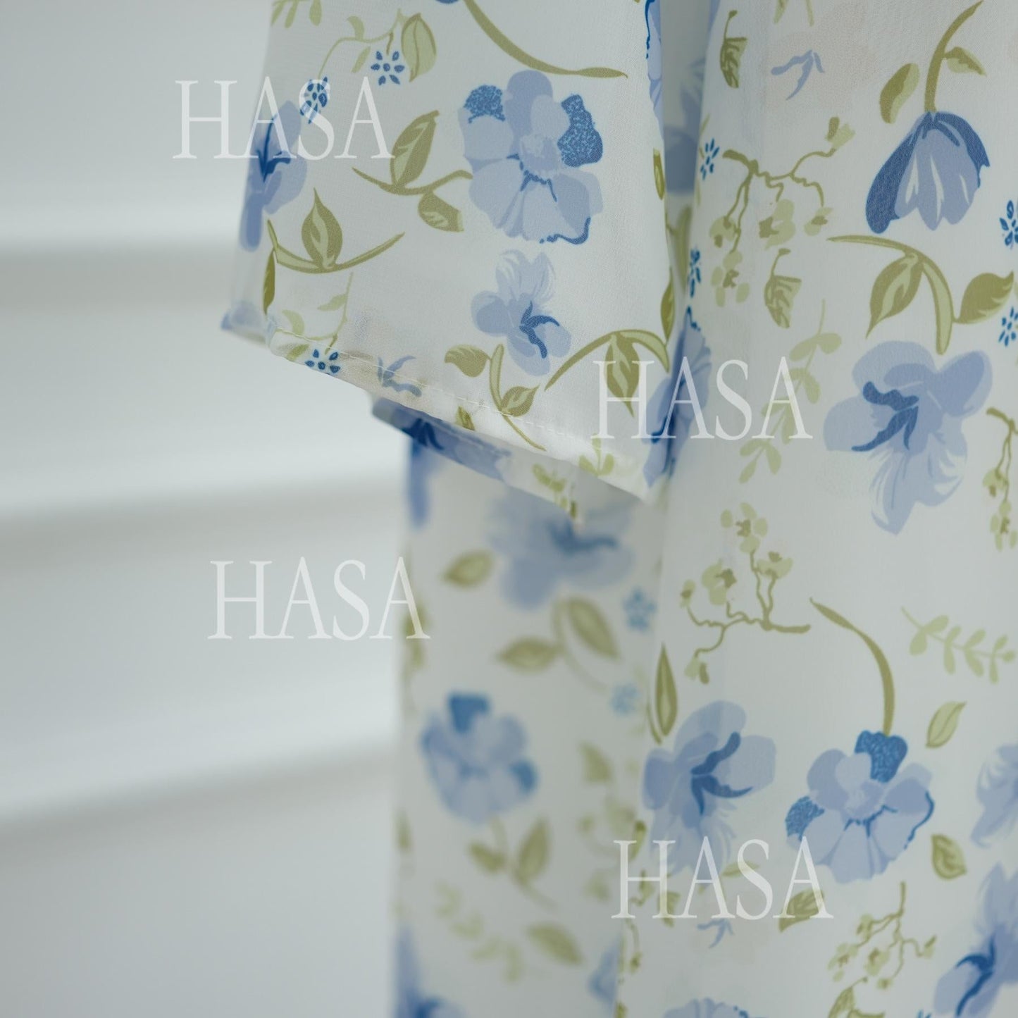 LUMAYA6515 Summer Printed Chiffon Jacket and Headscarf Two-Piece Set