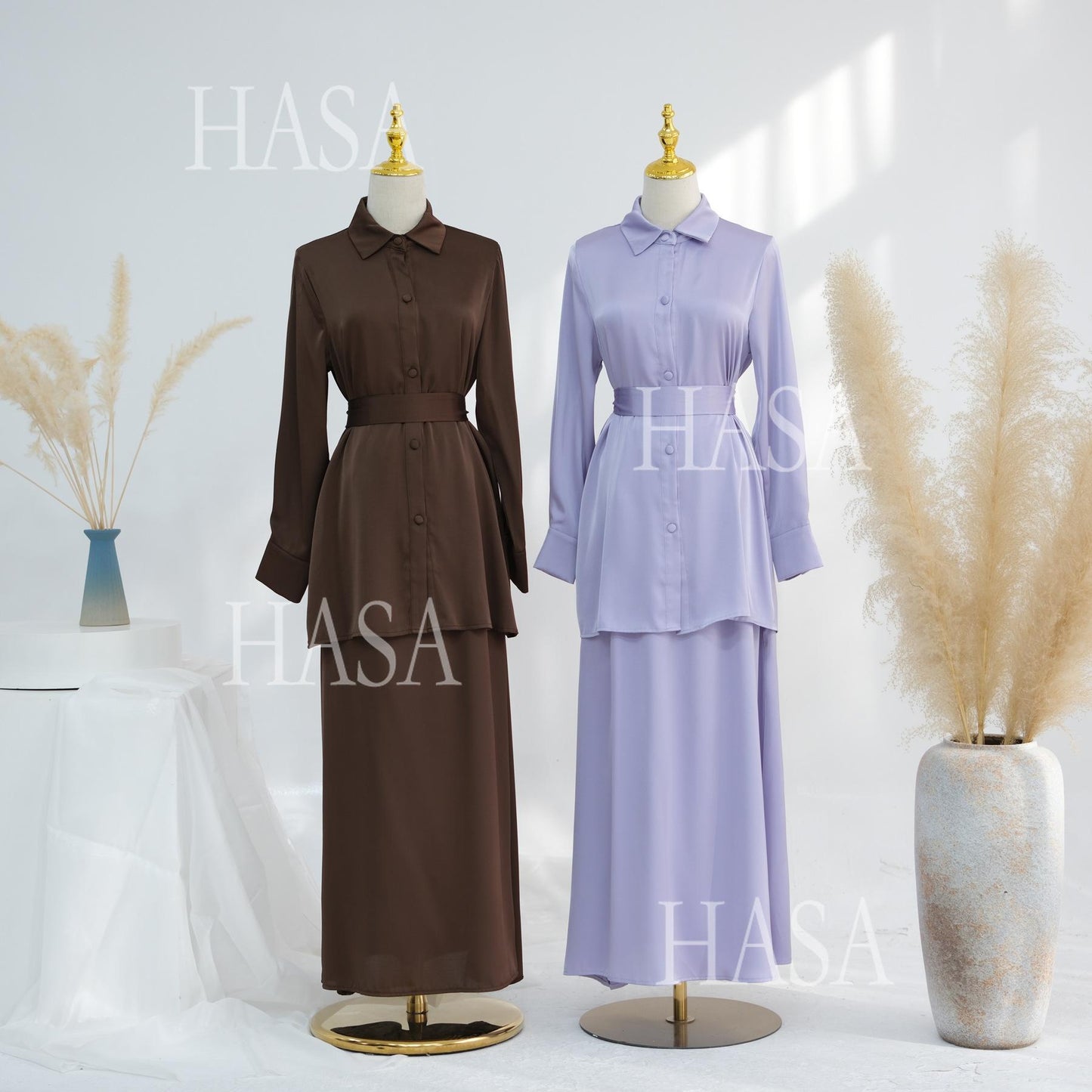 LUMAYA5874 Gentle Lace-up Two-piece Suit, Simple Texture, First Choice for Daily Wear abaya girl