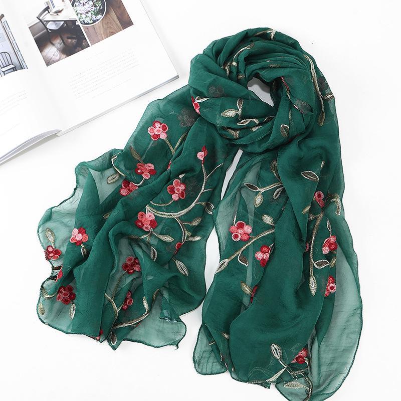 LUMAYA LM1132 Chiffon Flower Embroidered Scarf