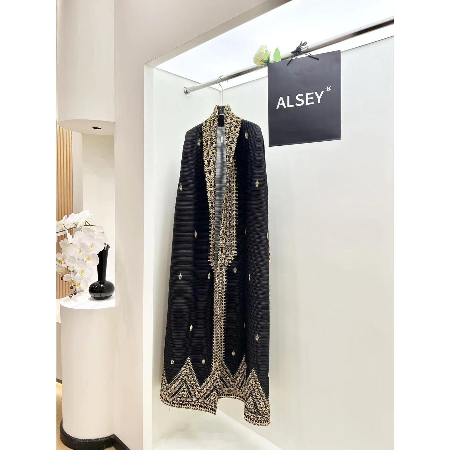 LUMAYA6709 Golden Dynasty , Black Abaya with Intricate Gold Embroidery