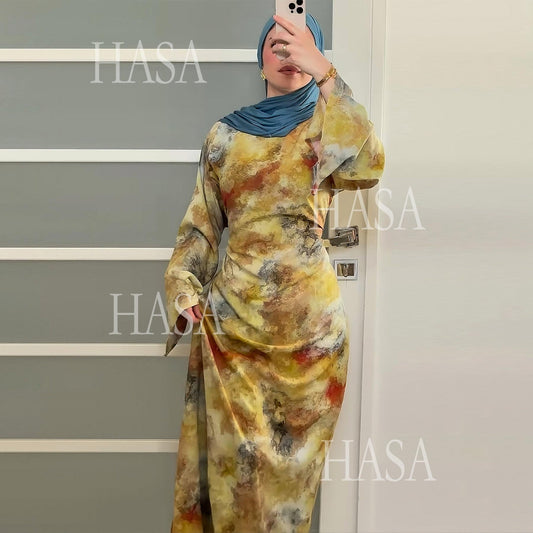LUMAYA6550 Elegant Printed Abaya with Long Sleeves