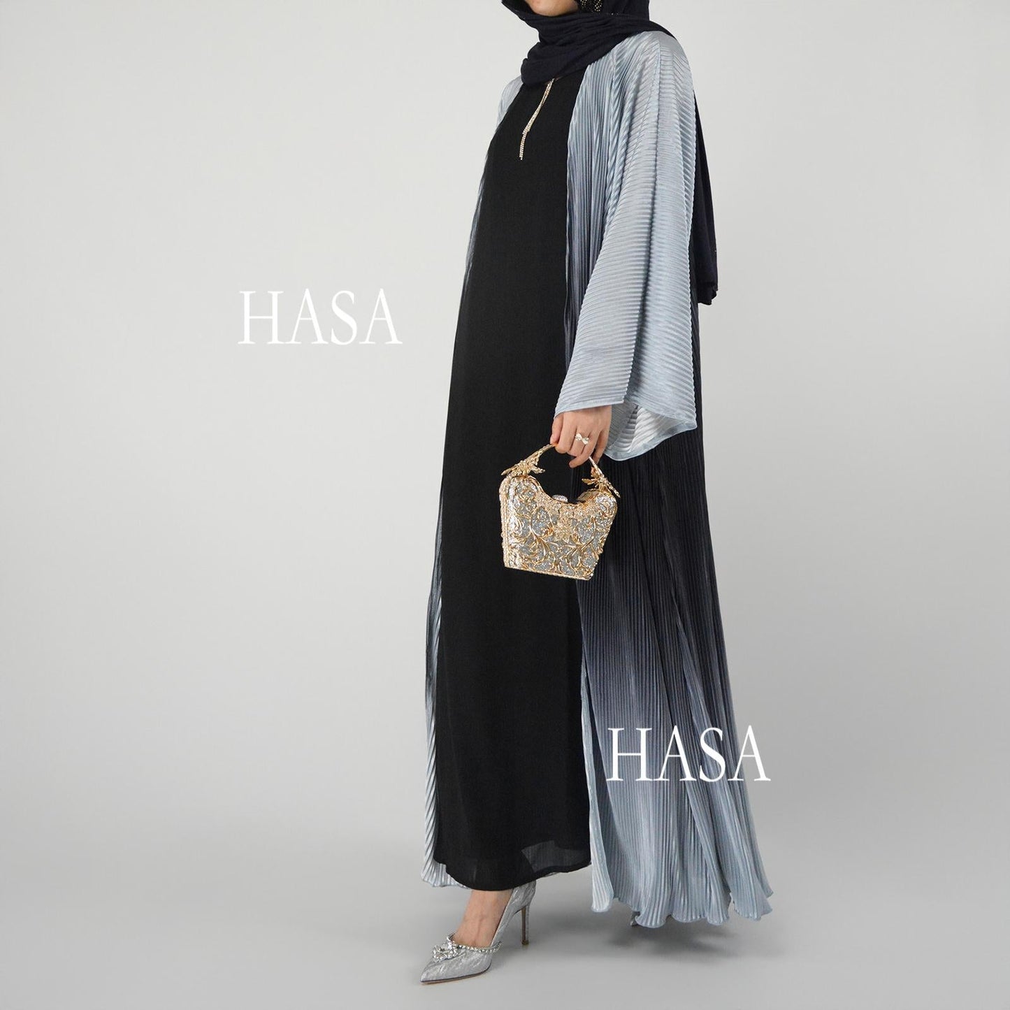 LUMAYA6321 Lightweight Ombré Cardigan with Elegant Pleats