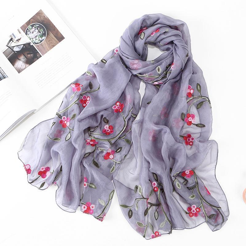 LUMAYA LM1132 Chiffon Flower Embroidered Scarf