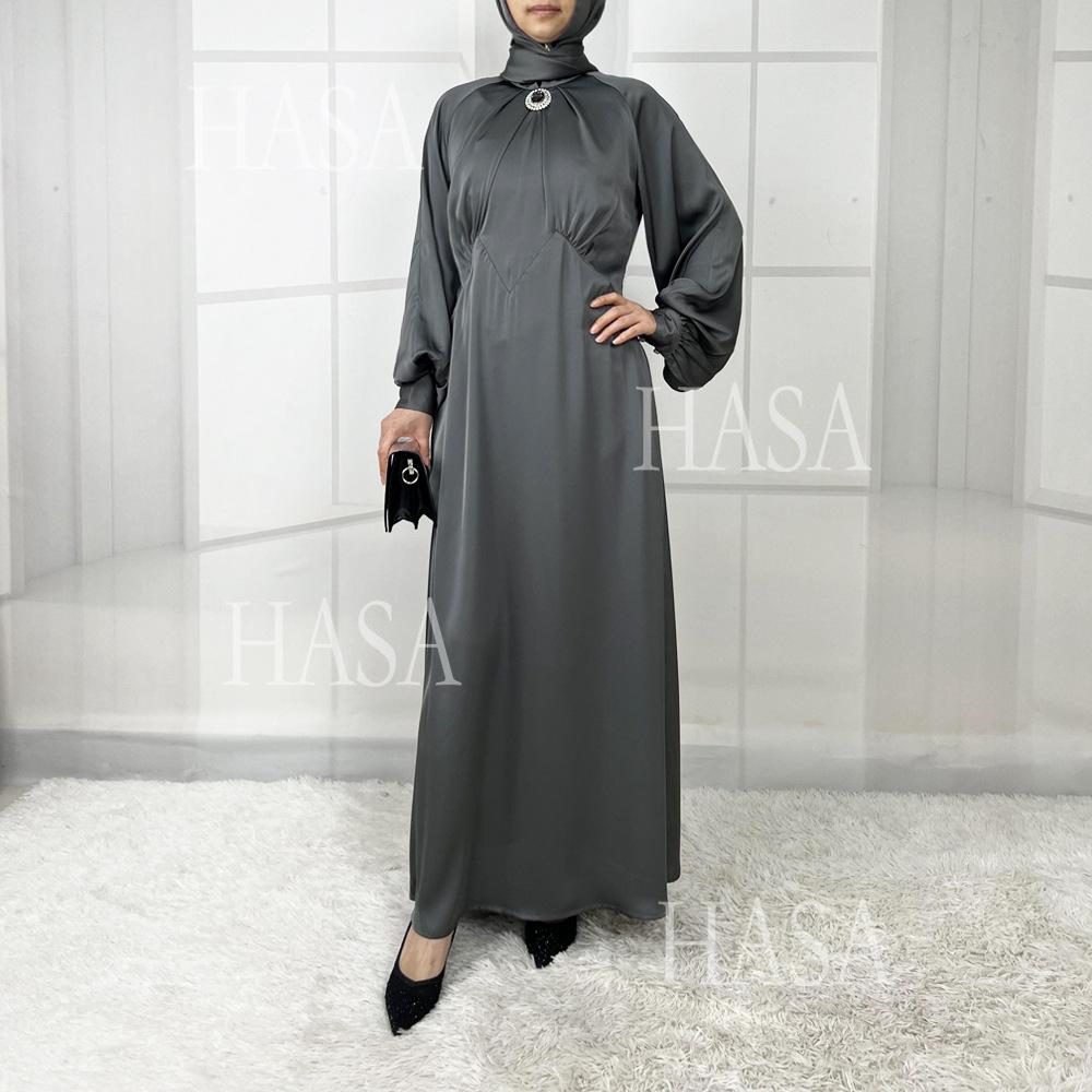 LUMAYA5859 High-end Silk Satin Robe (headscarf Not Included), Elegant Design Exudes Luxurious Texture