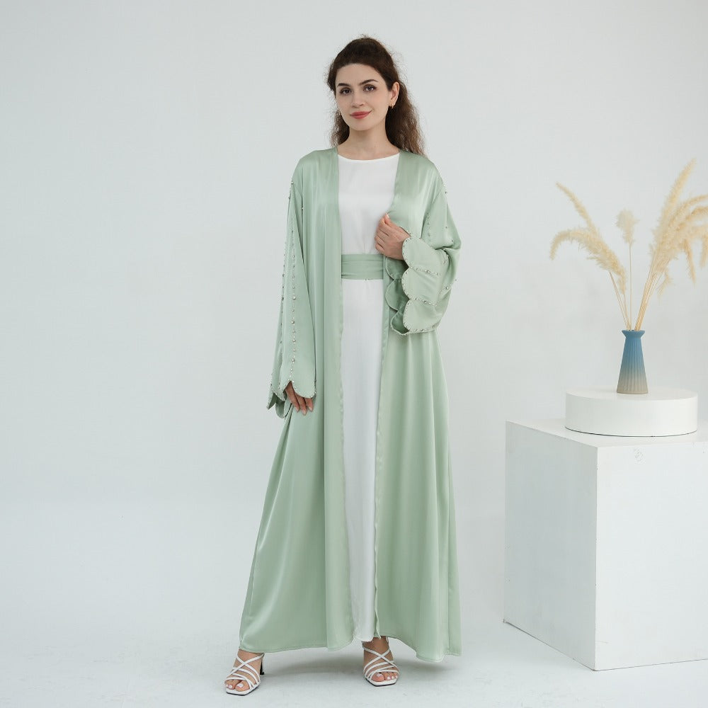 LM6602 Fully LMnd-beaded long cardigan jacket (headscarf not included)
