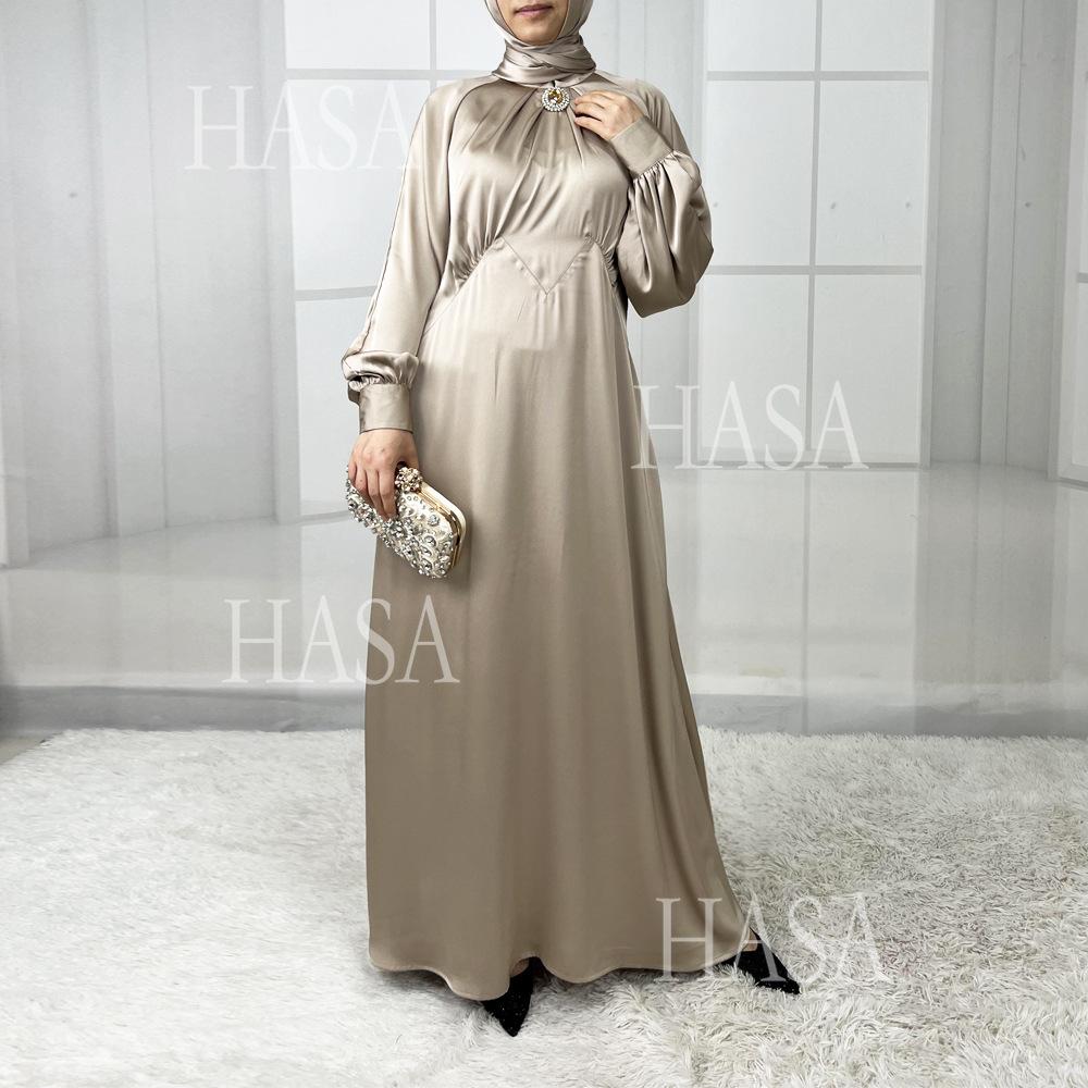 LUMAYA5859 High-end Silk Satin Robe (headscarf Not Included), Elegant Design Exudes Luxurious Texture