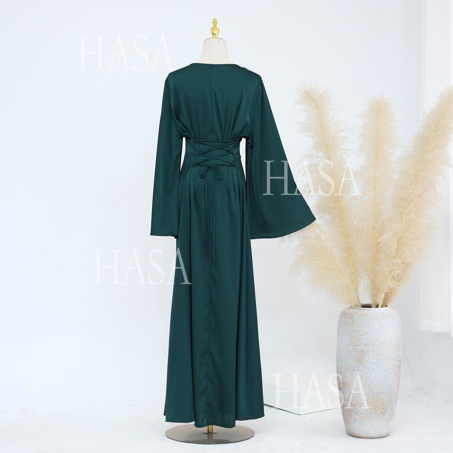LUMAYA5870 Elegant drape two-piece robe dress-Light luxury street style abaya girl
