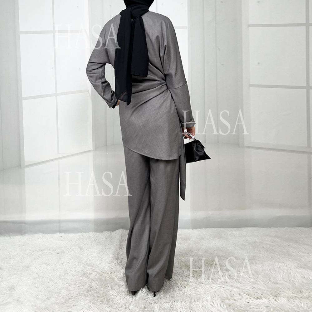 LUMAYA5856 High-end Imitation Linen Two-piece Suit (excluding Headscarf), Fashionable and Comfortable New Experience